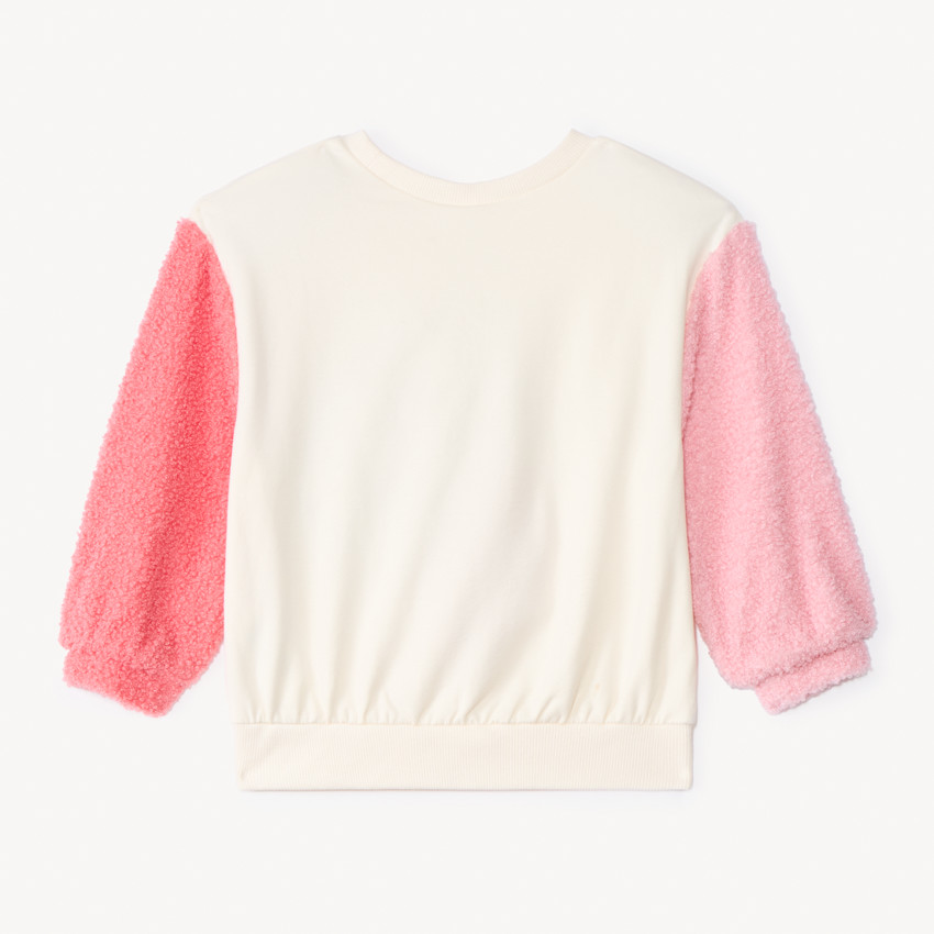 Sweat molleton effet colorblock et manches sherpa pour bébé fille  