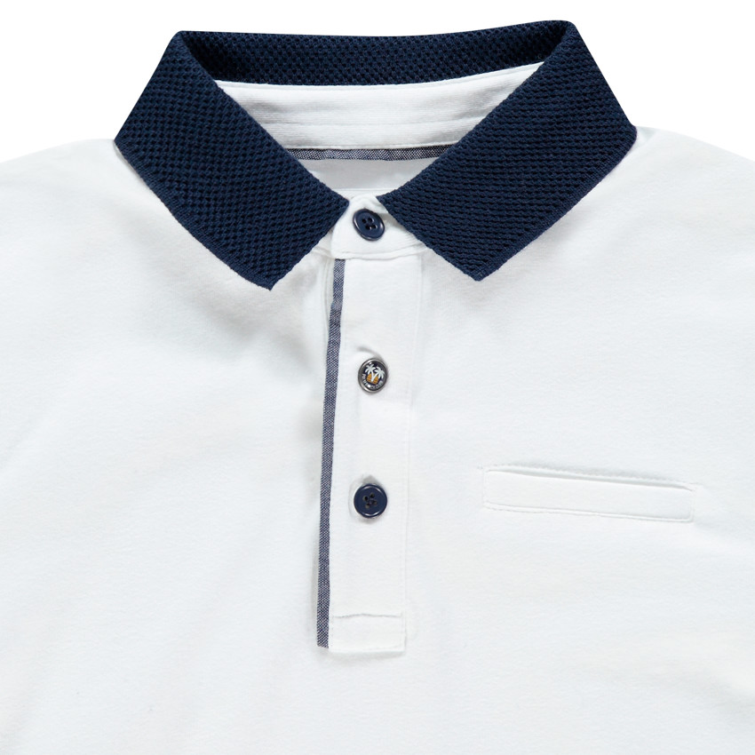 Polo manches courtes uni à détails en chambray 