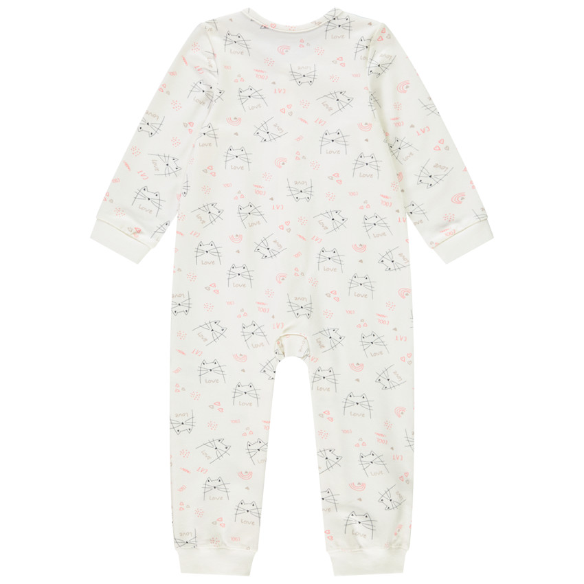 Dors-bien molletonné en jersey imprimé chats pour bébé fille 