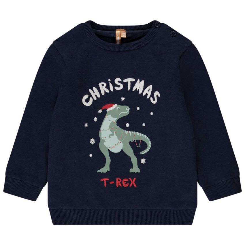 Pull en velours Christmas T-Rex pour bébé garçon