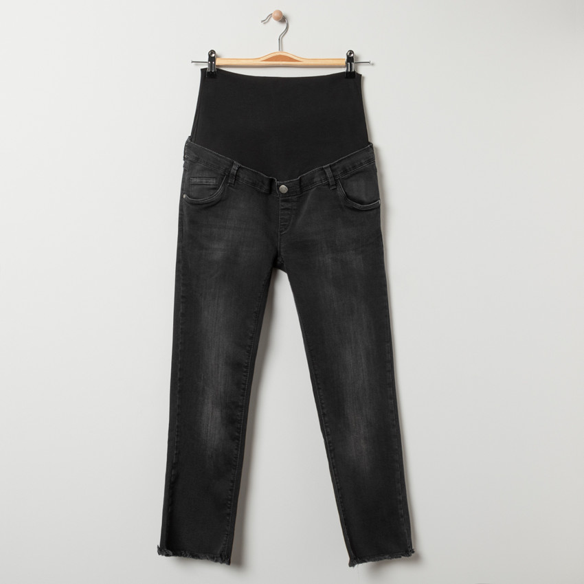 Jean de grossesse effet used à bandeau haut  