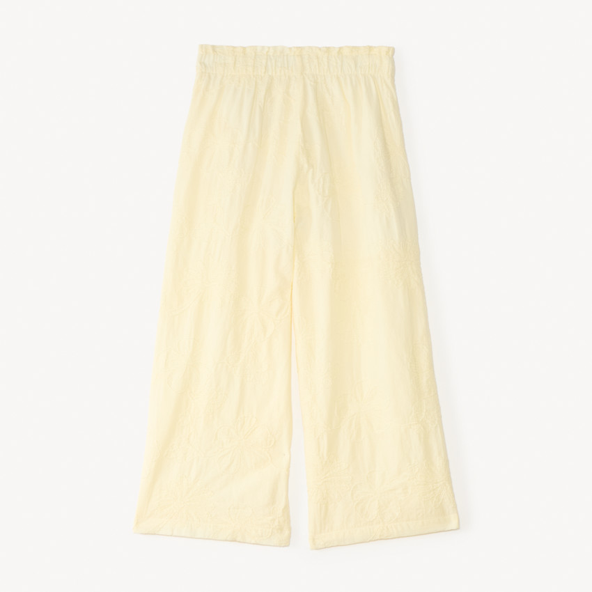 Pantalon évasé en voile brodé à fleurs pour fille 