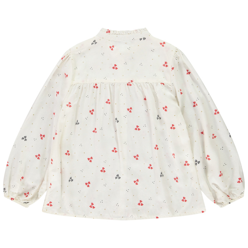 Chemise manches longues bouffantes imprimé fleuri pour fille 