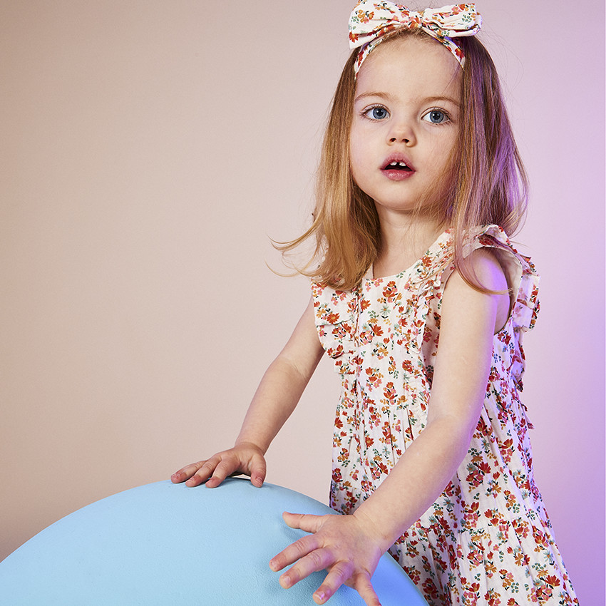 Bandeau nœud imprimé fleuris pour bébé fille  