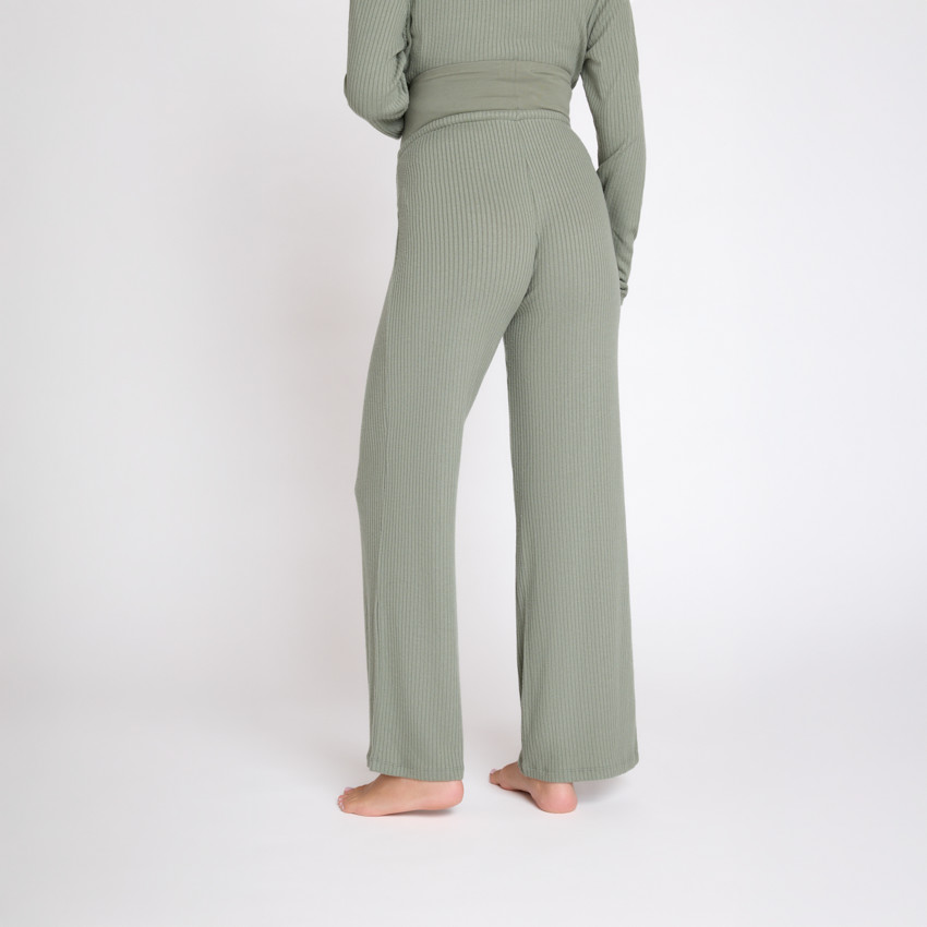 Set pyjama de grossesse uni en maille côtelée 