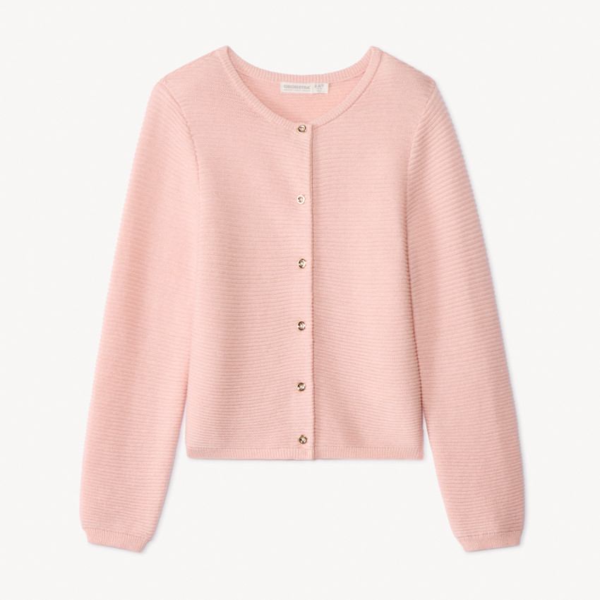 Gilet manches longues en tricot uni pour fille  