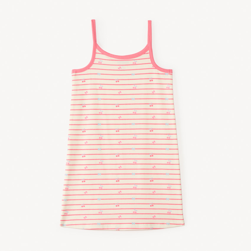 Chemise de nuit à bretelles style marinière imprimé cerises pour fille 
