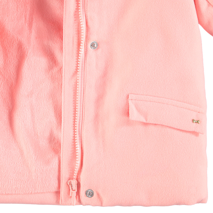 Manteau à capuche en drap de laine doublé sherpa  