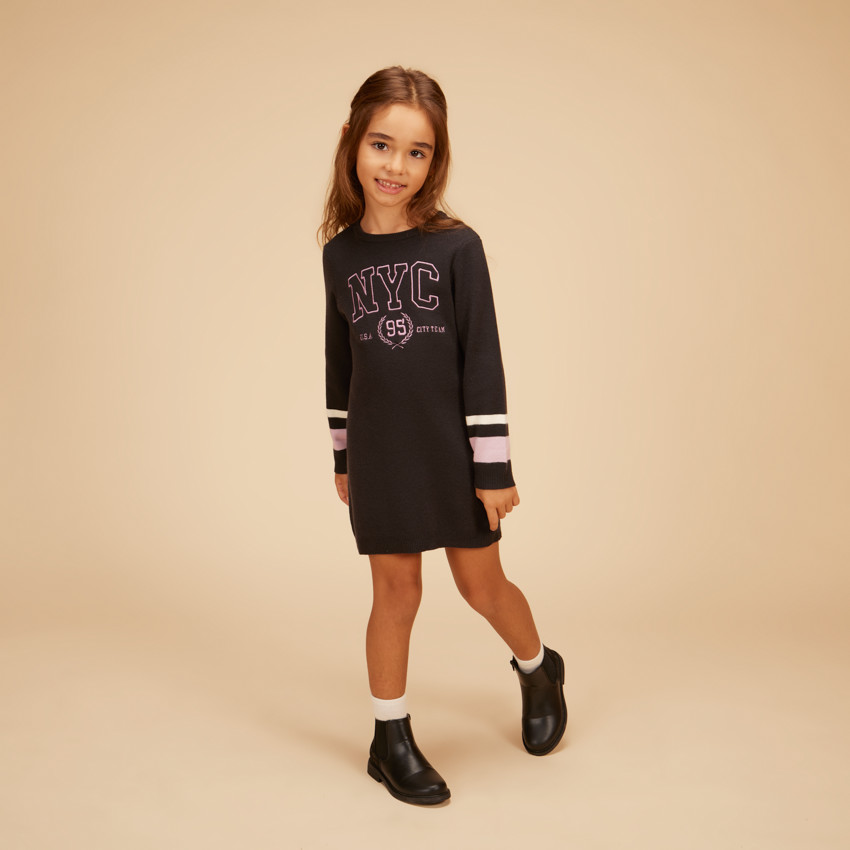 Robe manches longues en tricot pour fille