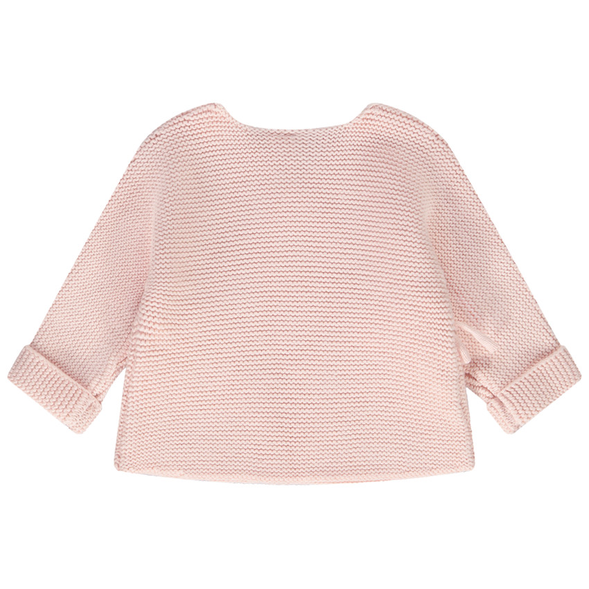 Gilet en tricot point mousse effet cache-coeur pour bébé fille 
