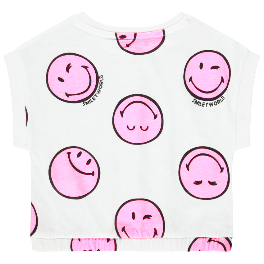 T-shirt forme boîte manches courtes imprimé SmileyWorld pour fille 