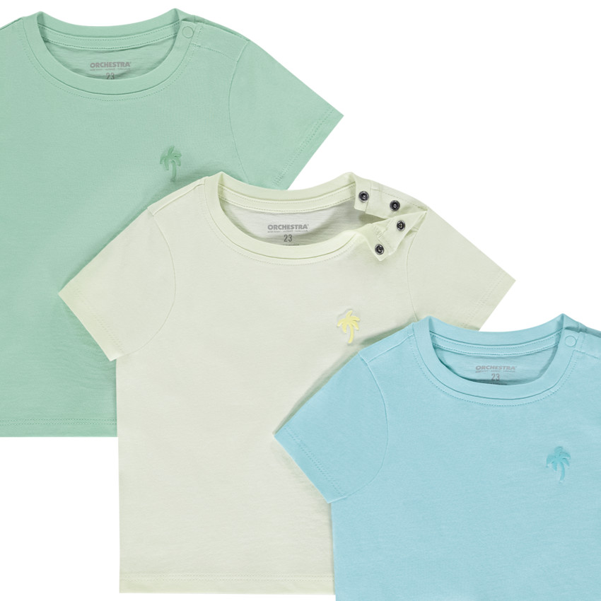Lot de 3 t-shirts manches courtes unis pour bébé garçon 