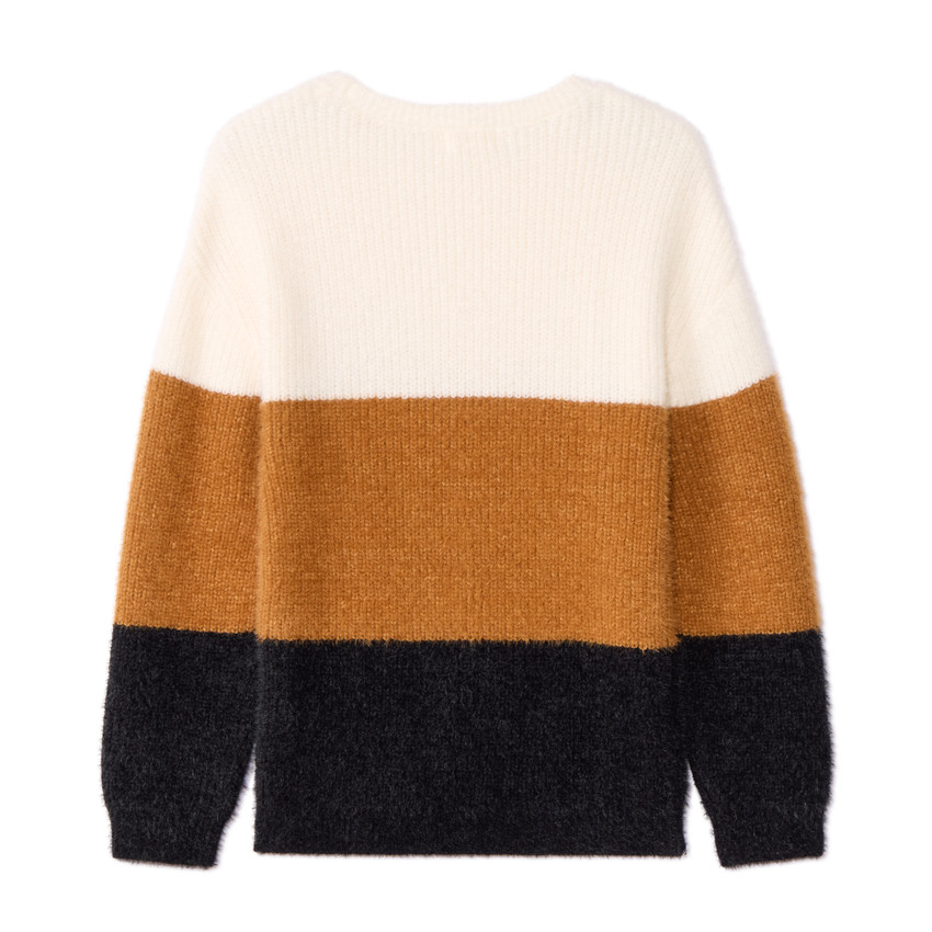 Pull en tricot oversize effet color block pour fille 
