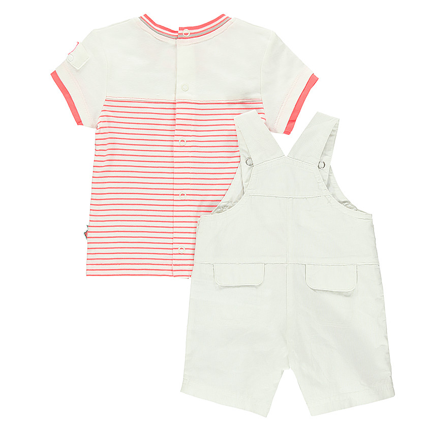Ensemble tee-shirt et salopette à rayures 