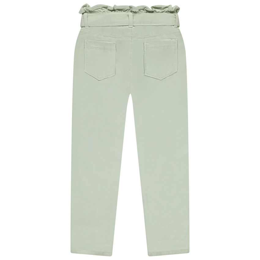 Jean paperbag uni avec ceinture à nouer pour fille  