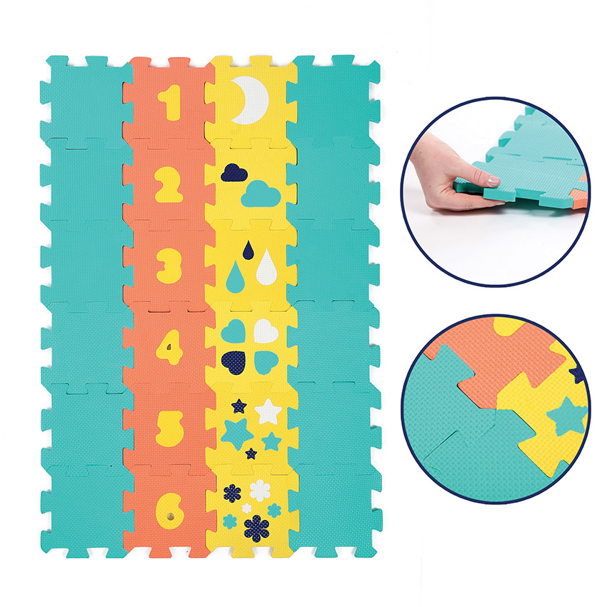 Coffret d'activités dalles en mousse + quilles et formes 