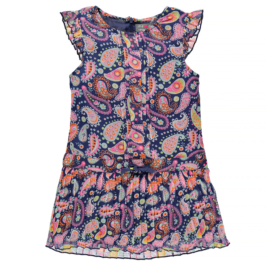 Robe plissée manches courtes imprimée all-over 