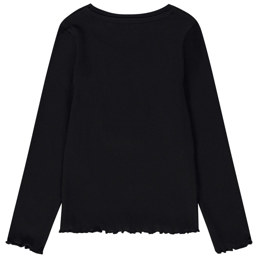 T-shirt manches longues côtelé broderie cœur pour fille 