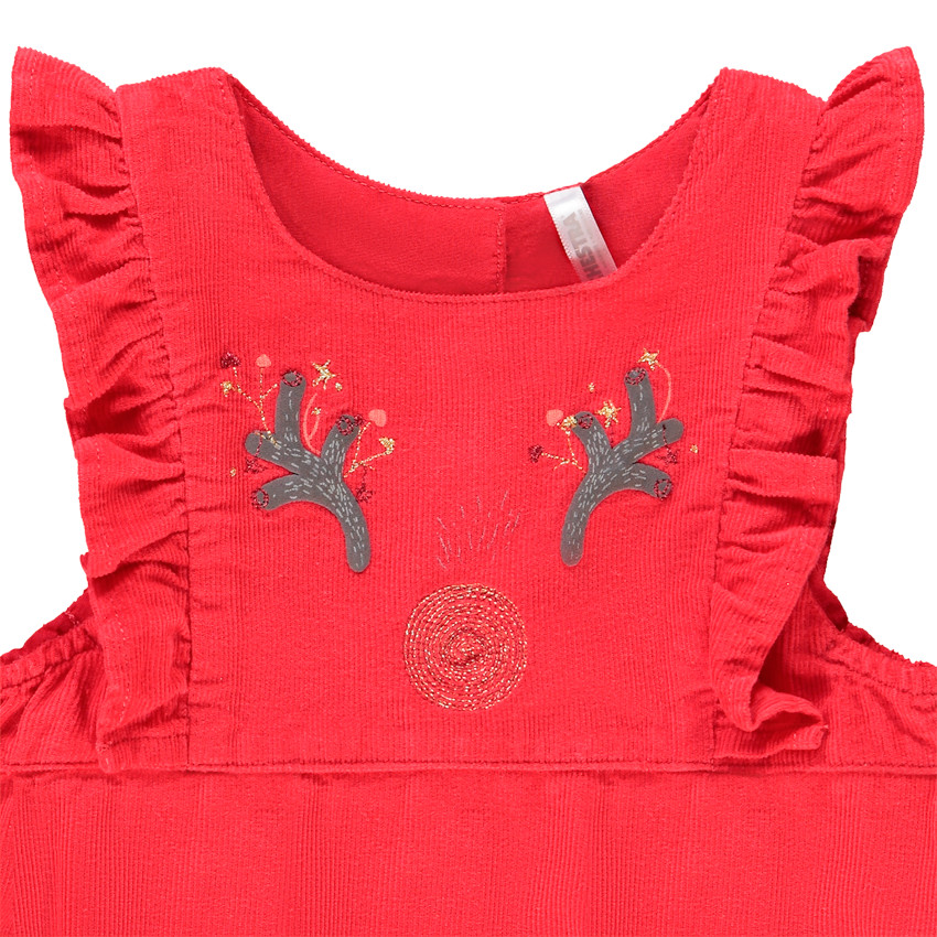 Salopette rouge en velours pour bébé fille 
