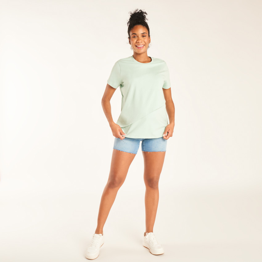 T-shirt manches courtes uni forme portefeuille d’allaitement 
