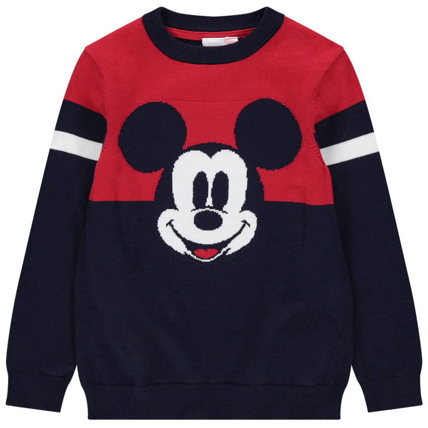 Pull en tricot bicolore motif Mickey Disney 