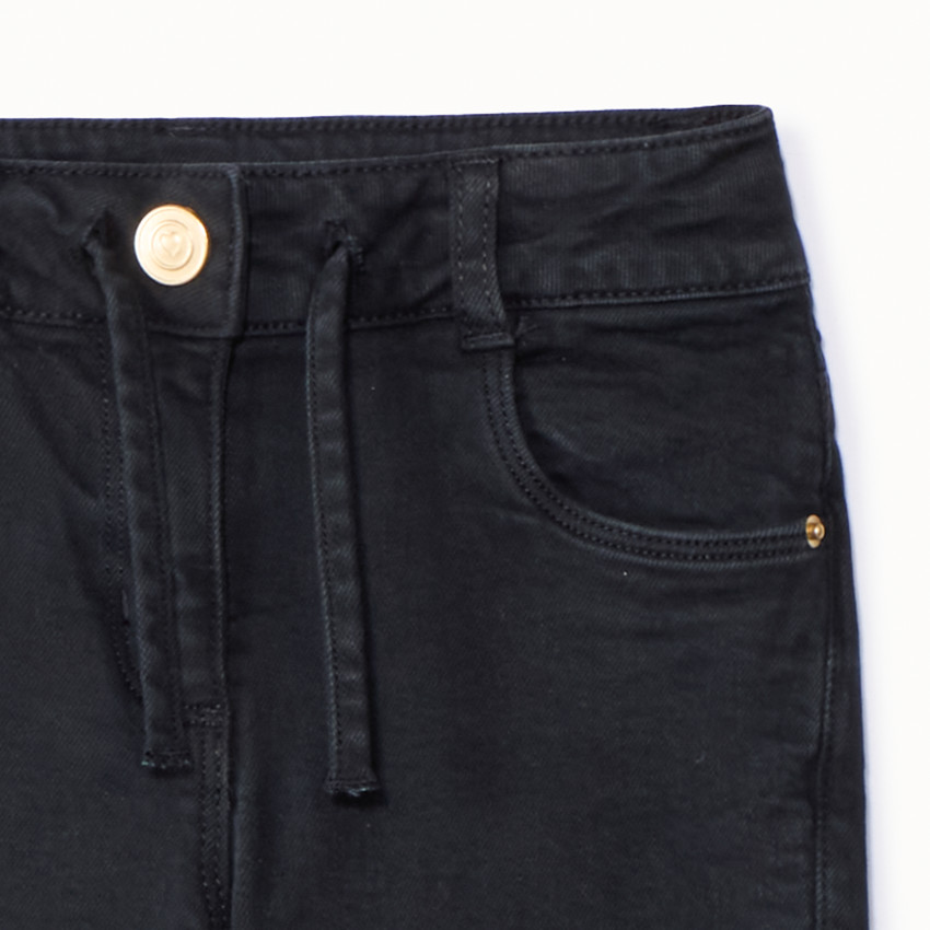 Jean large uni avec cordon pour fille 