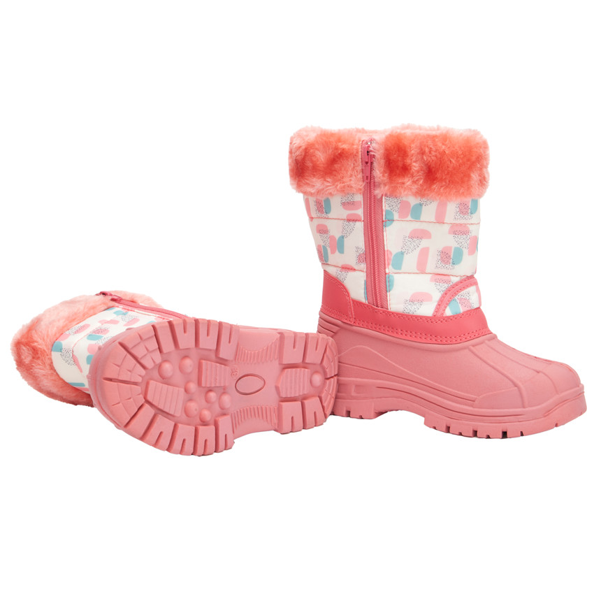 Apres ski zippes et imprimes avec fausse fourrure pour bebe fille