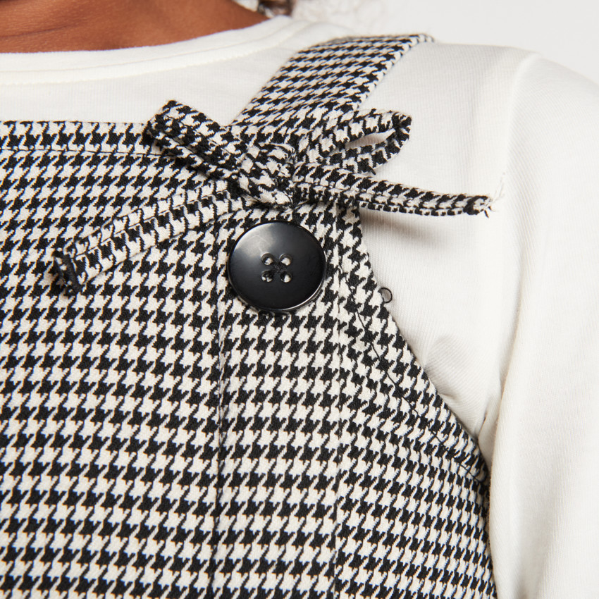 Robe sans manches imprimée pied de poule pour fille 