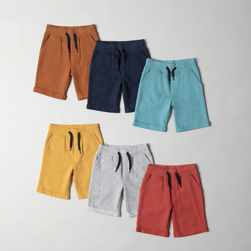 Bermuda en molleton uni à taille élastiquée pour garçon 