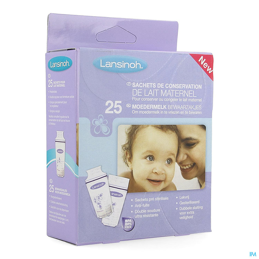 Sachets de conservation de lait maternel - 25 pièces - Transparent (Lansinoh) - Image 1