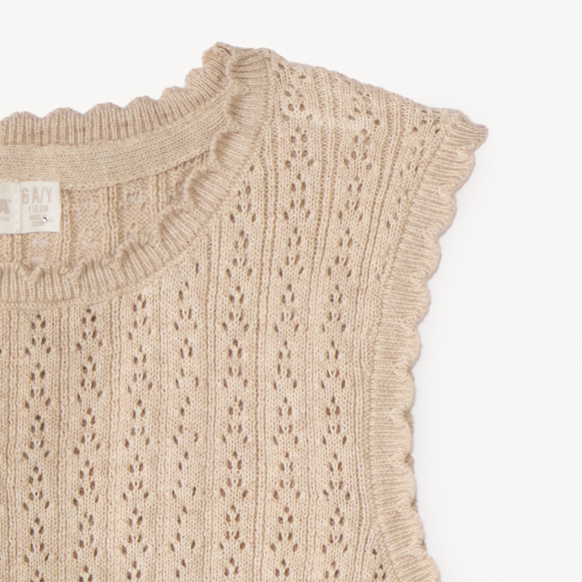 Pull sans manches en tricot fantaisie pour fille 