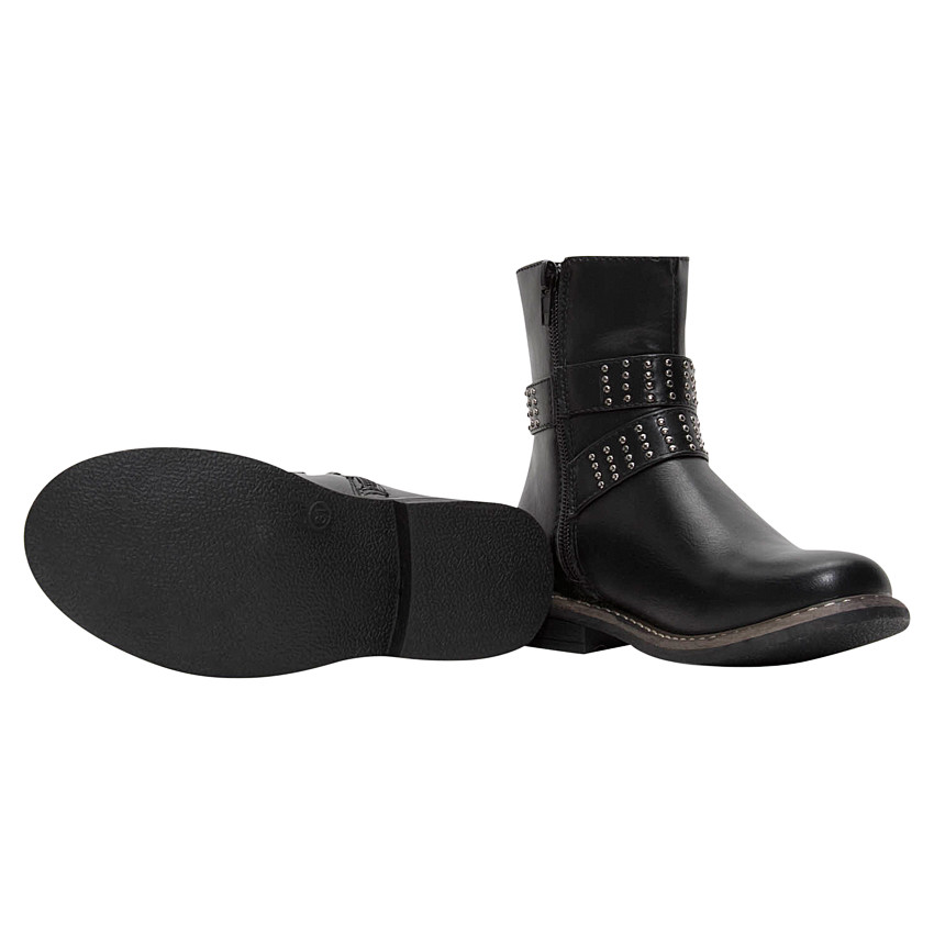 1/2 bottes en simili cuir avec ouverture zippée et clous fantaisie 