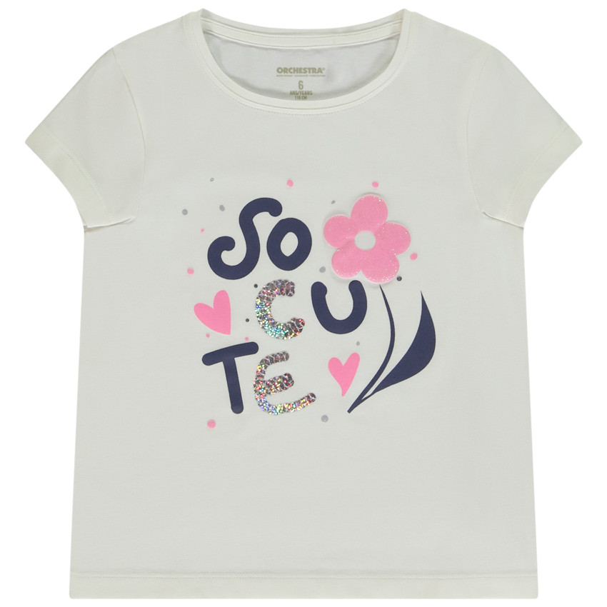 T-shirt manches courtes avec sequins iridescents pour fille