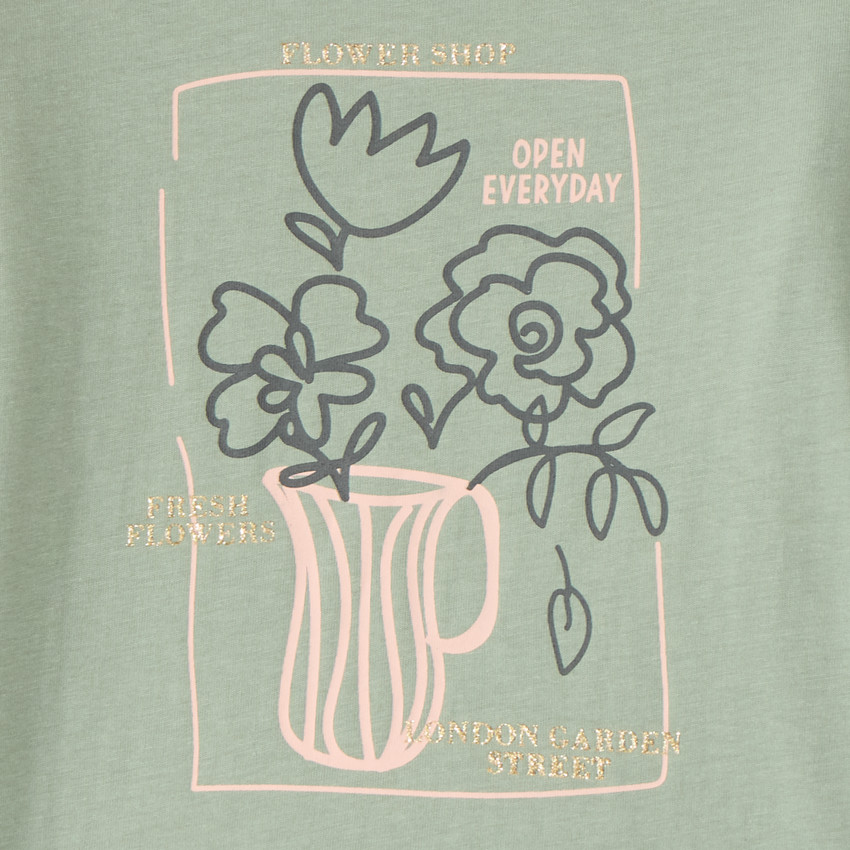 T-shirt manches longues print pailleté fille 