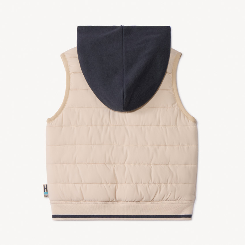 Doudoune sans manches ludique bi-matière pour bébé garçon 