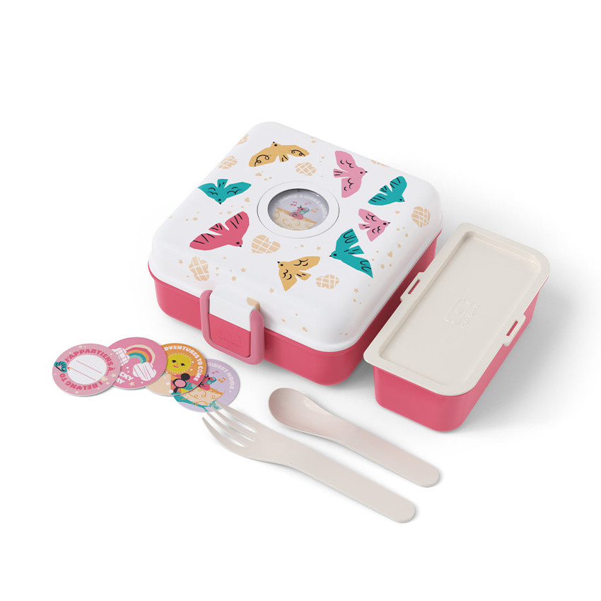 Lunchbox personnalisable 850ml Snacky avec couverts Birds 