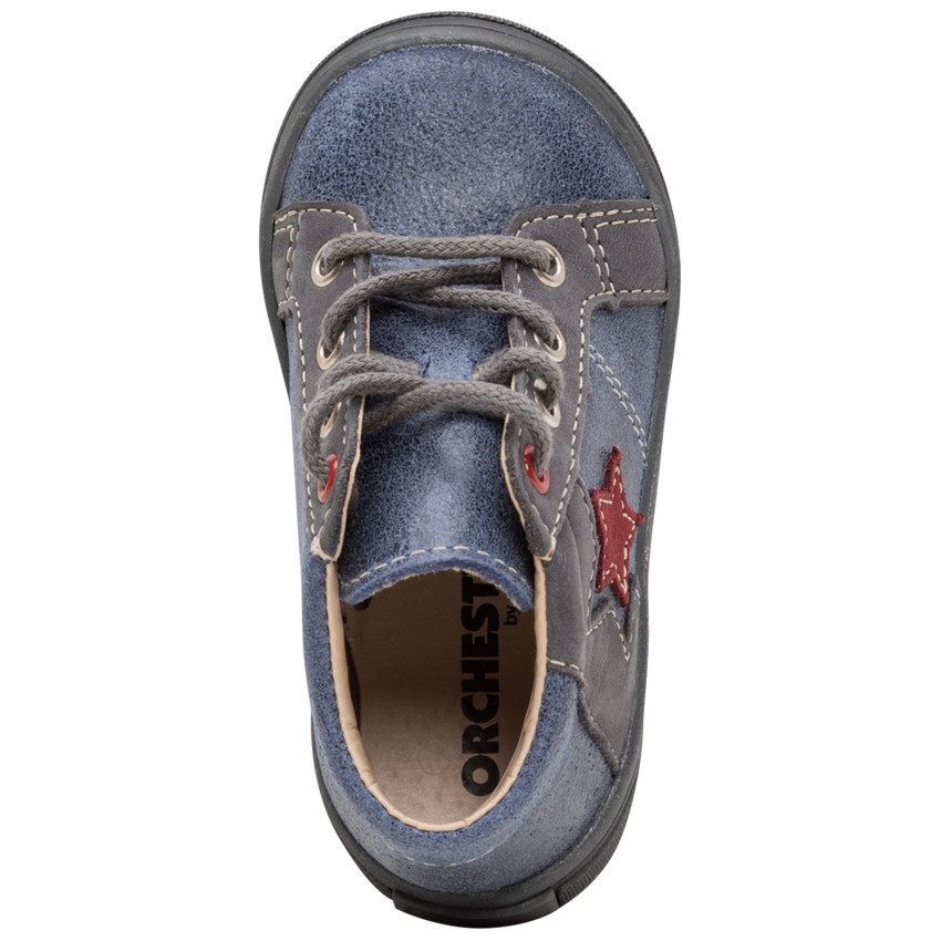 Bottillons en cuir à lacets empiècement étoile 