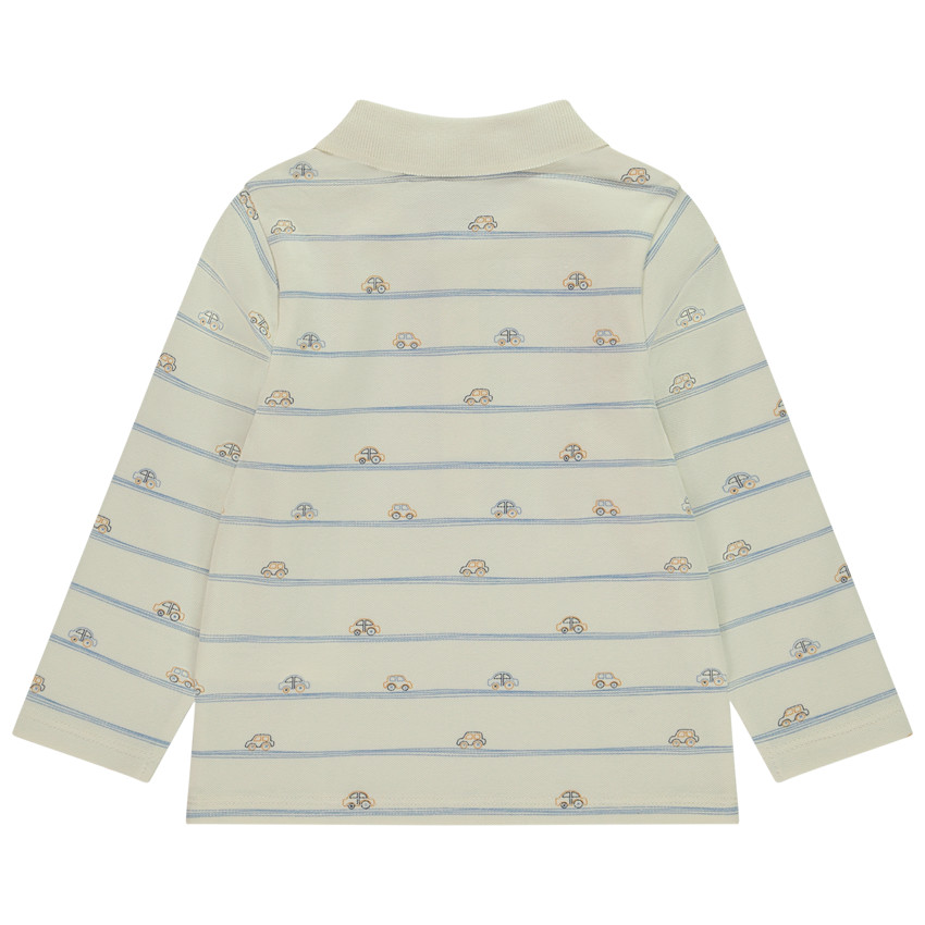 Polo manches longues imprimé voitures et rayé pour bébé garçon 