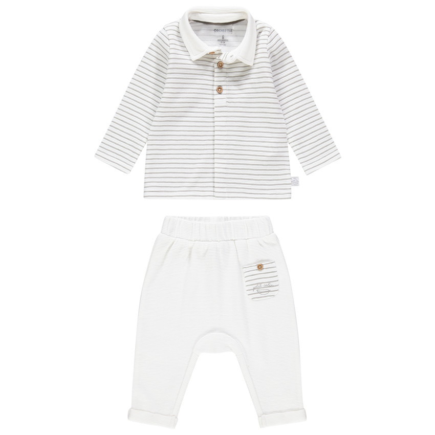 Ensemble avec polo rayé et pantalon en coton 