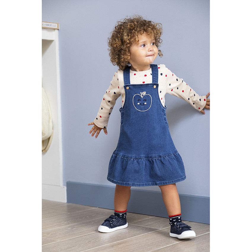 T-shirt manches longues en maille pointelle coton pour bébé fille 
