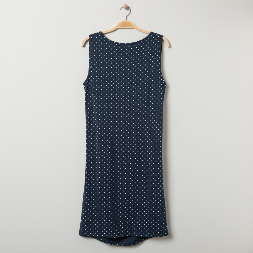 Robe sans manches à pois et inscription brodée 