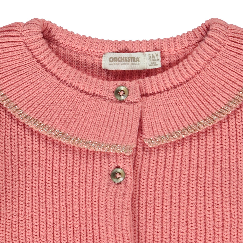 Gilet à collerette en tricot perlé uni pour fille 