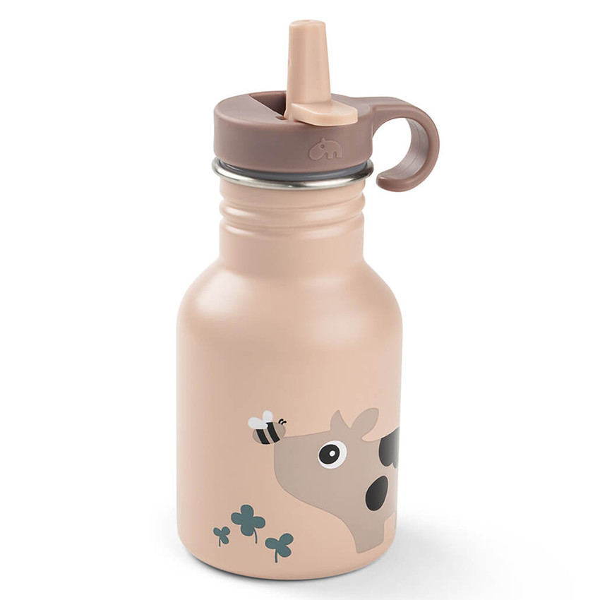 Gourde inox avec paille Tiny Farm Rose 350ML 