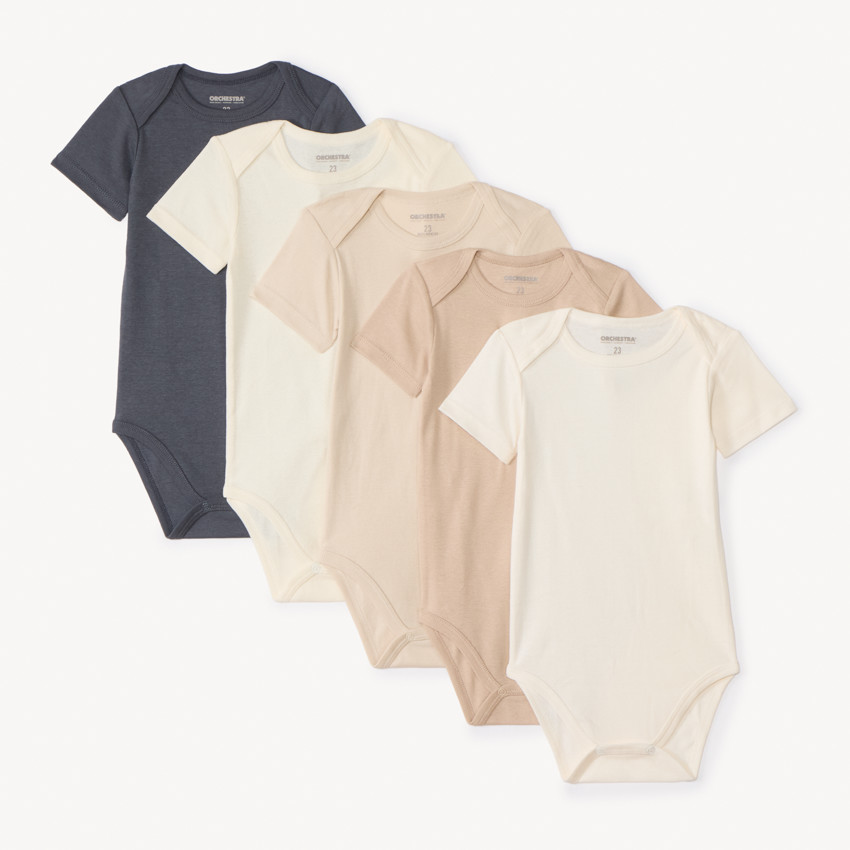 Lot de 5 bodies manches courtes unis pour bébé 