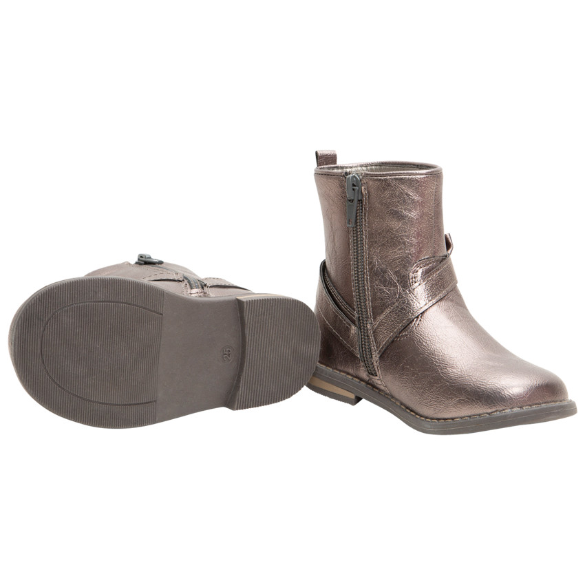 1/2 bottes effet cuir brillant avec noeud et zip du 24 au 29 