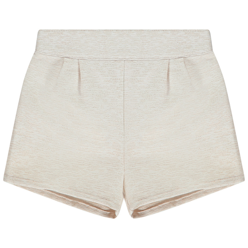 Short taille haute en jacquard et lurex pour bébé fille 
