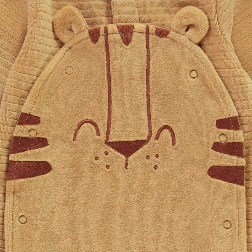 Dors-bien ludique en velours motif tigre pour bébé garçon 