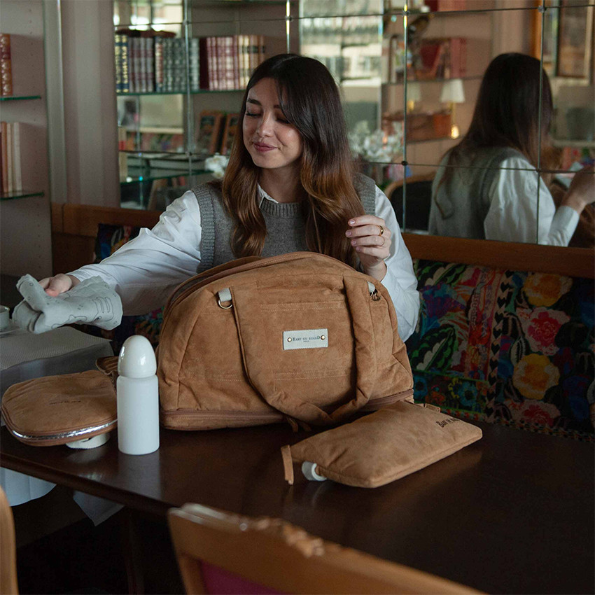 Sac à langer doudoune caramel  