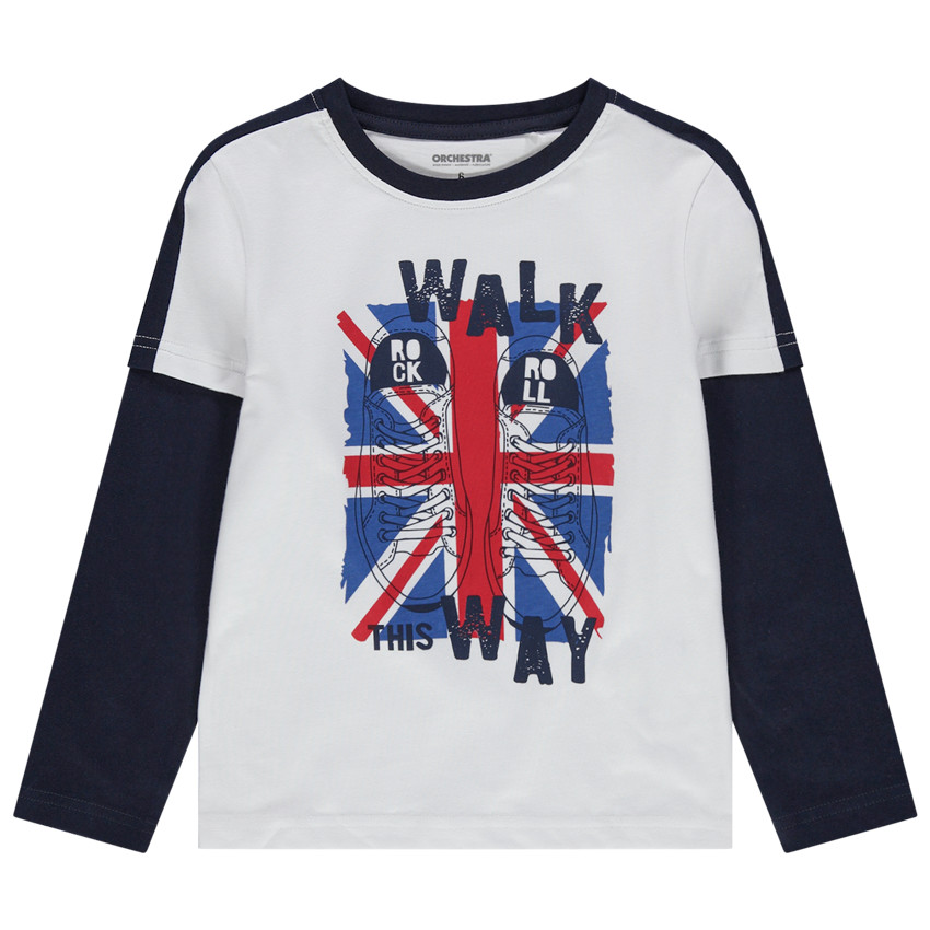 T-shirt manches longues print drapeau et baskets 