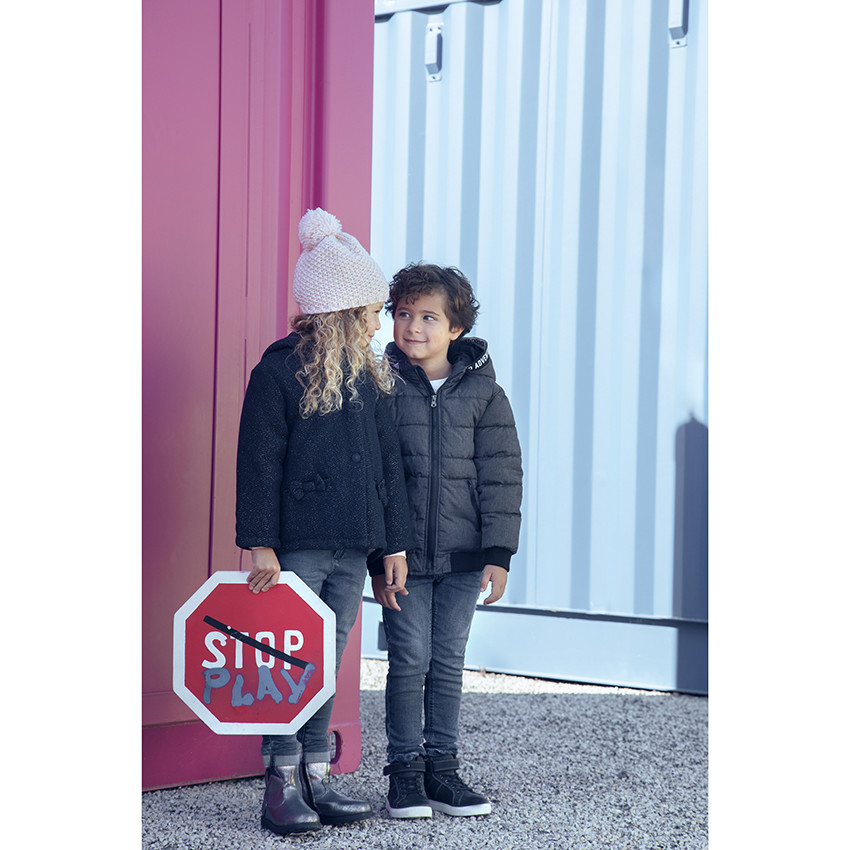 Doudoune matelassée chinée doublée micropolaire pour enfant garçon 